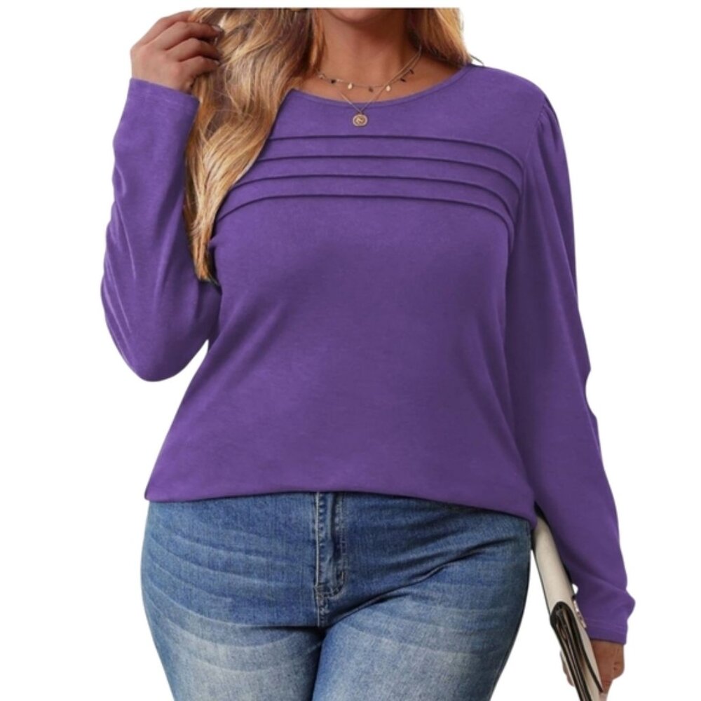 NWT FANTASLOOK -Large Chic Purple Long Sleeve Women's Top - Picture 5 of 7